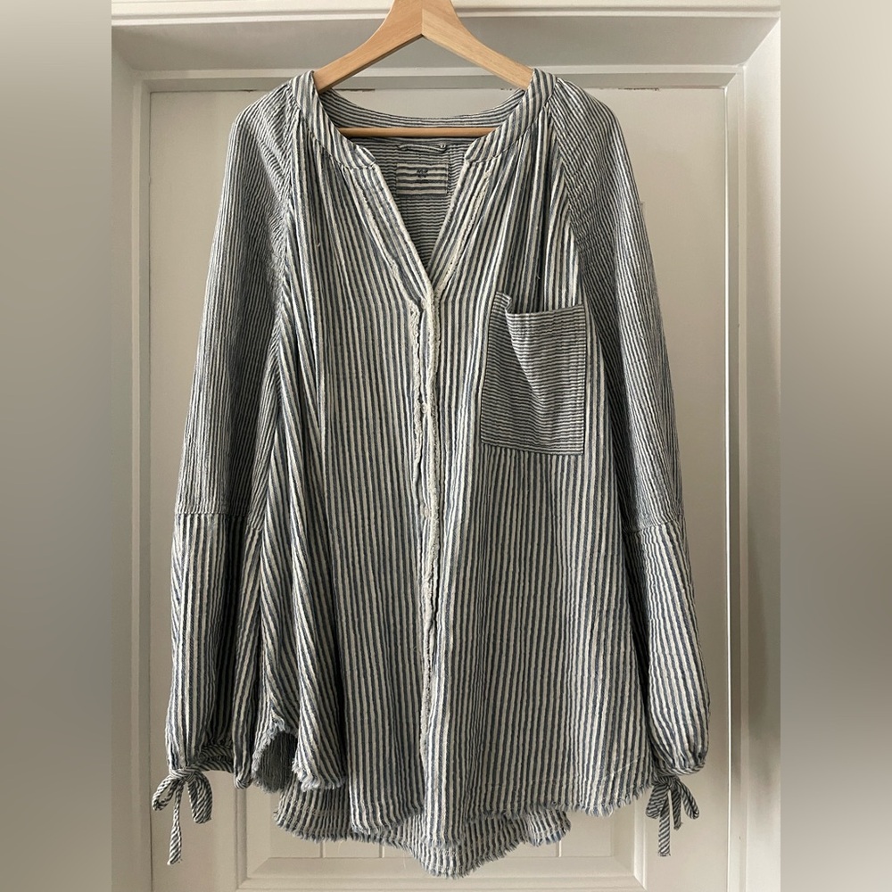 Aerie Blue and White Striped Button Down Shirt